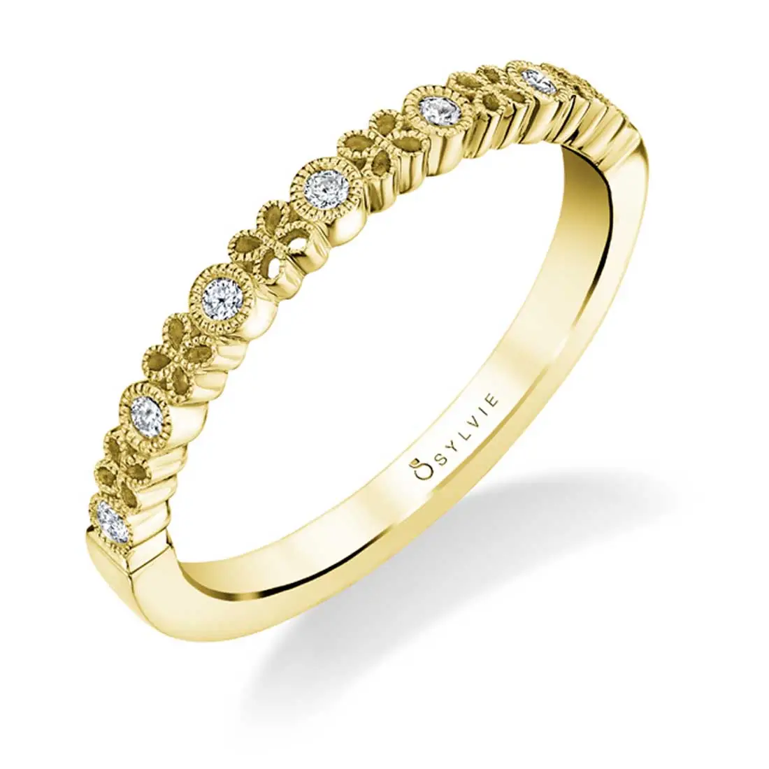 Yellow Gold Flower Wedding Band