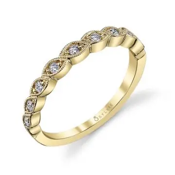 White Gold White Gold & Diamond Stackable Wedding Band - Fiona