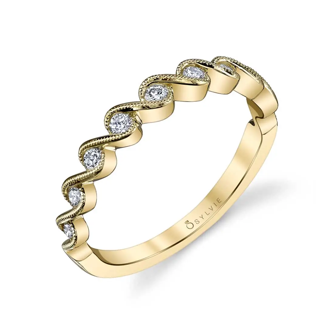 White Gold White Gold & Diamond Stackable Wedding Band - Hélèna