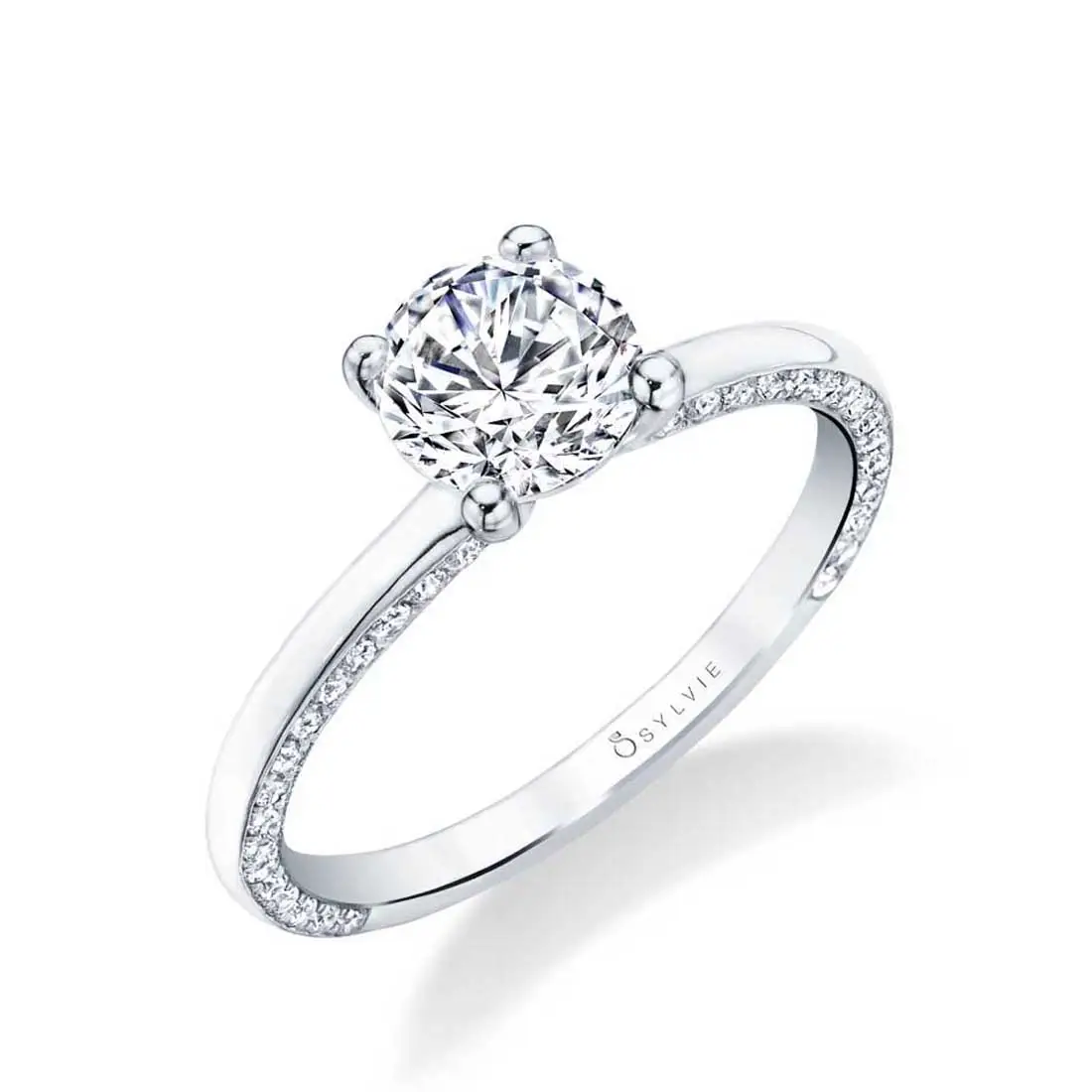 Round Cut Modern Solitaire Engagement Ring - Messaline