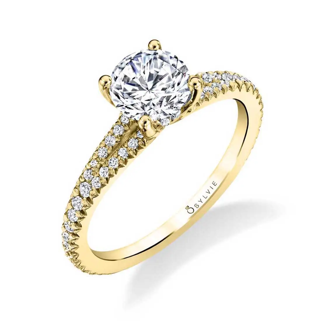 Round Cut Classic Split Shank Engagement Ring - Romane