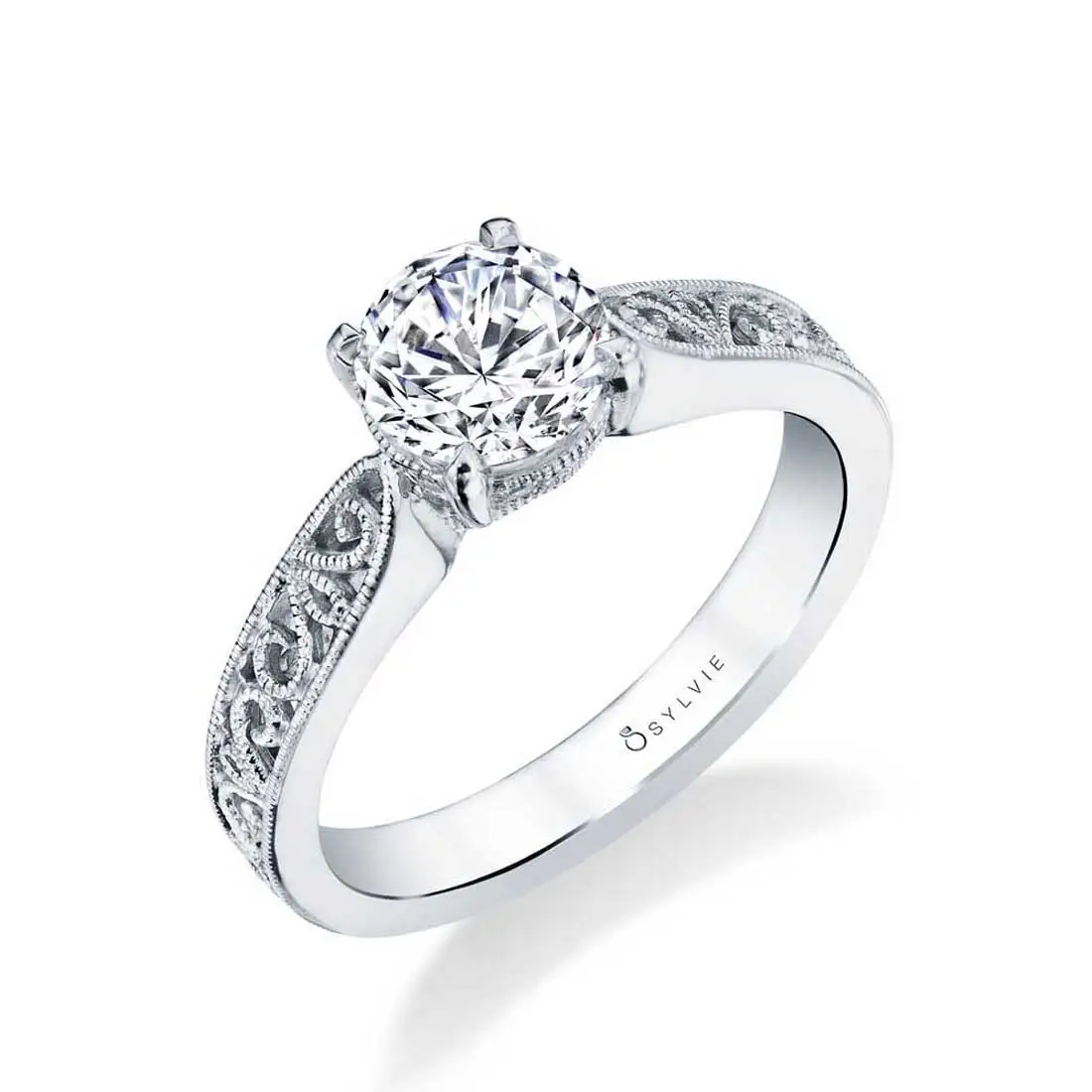 Round Cut Unique Solitaire Engagement Ring - Venisa