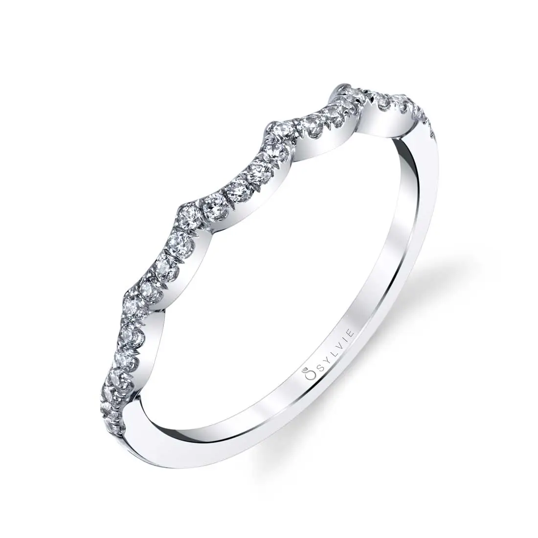 White Gold Curved Wedding Band