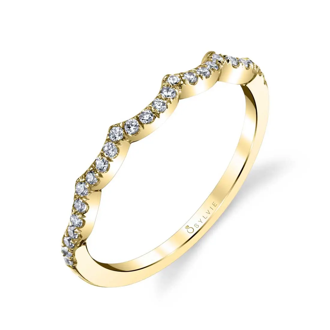 White Gold Curved Wedding Band
