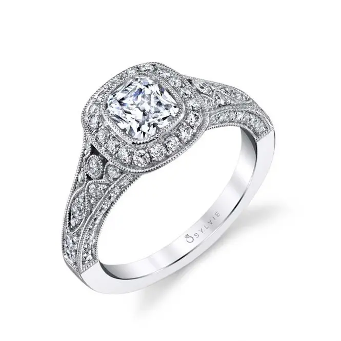 Cushion Cut Modern Vintage Bezel Engagement Ring Karoline
