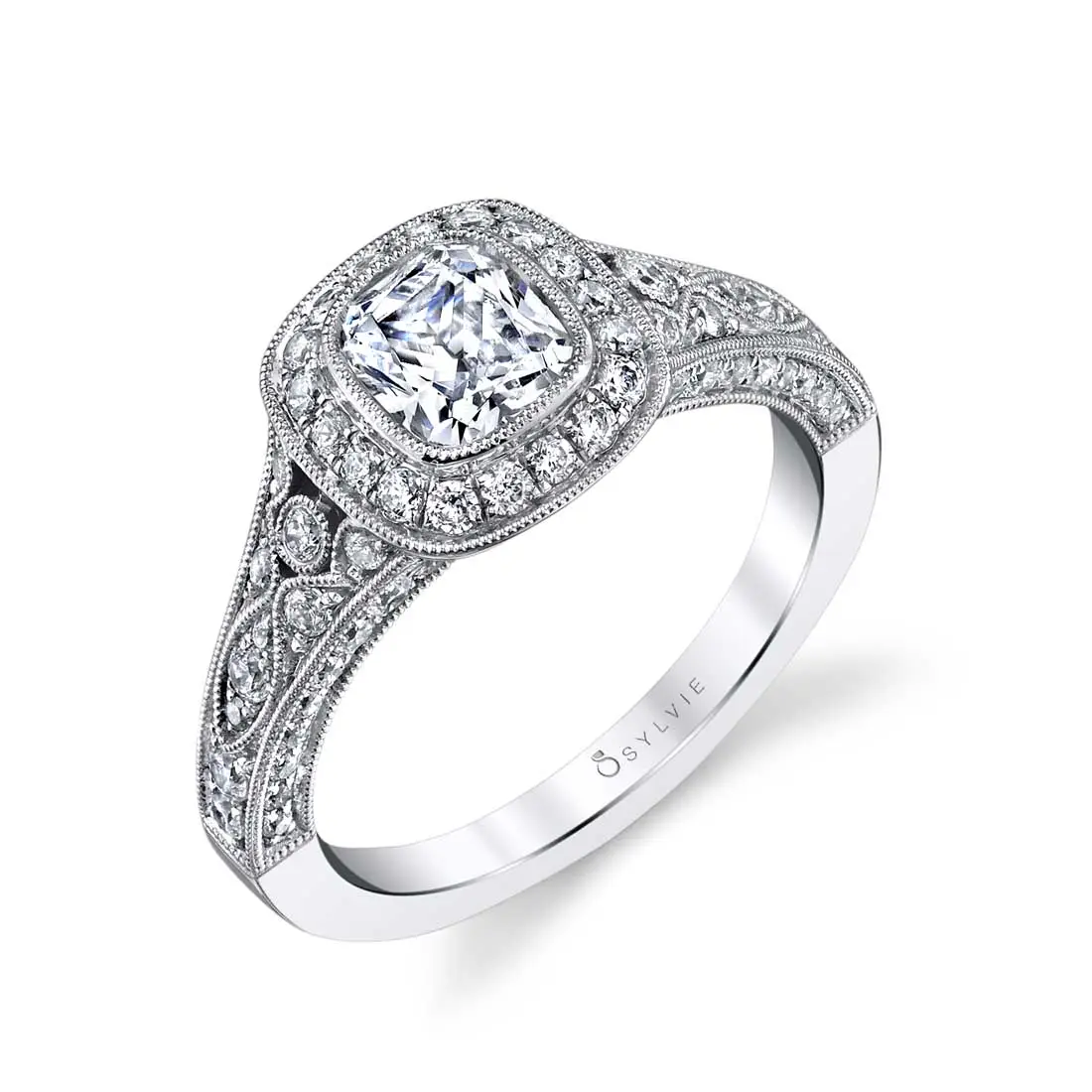 Cushion Cut Modern Vintage Bezel Engagement Ring Karoline