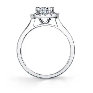 White Gold Cushion Cut Halo Engagement Ring Two Tone - Therese