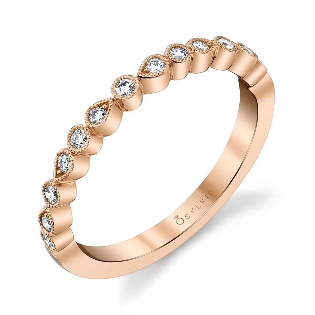 White Gold Delicate Stackable Wedding Band - Eugenie