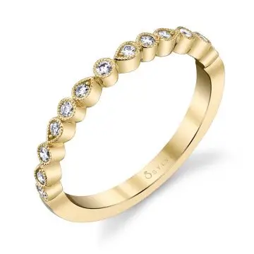 White Gold Delicate Stackable Wedding Band - Eugenie