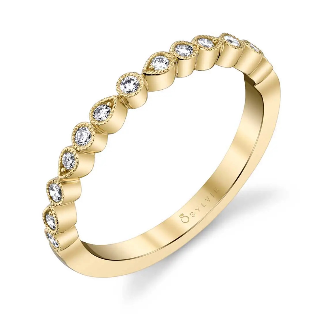 White Gold Delicate Stackable Wedding Band - Eugenie
