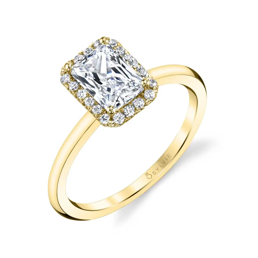 Emerald halo online engagement ring