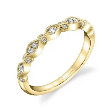 White Gold Floral Inspired Stackable Band - Marquerite