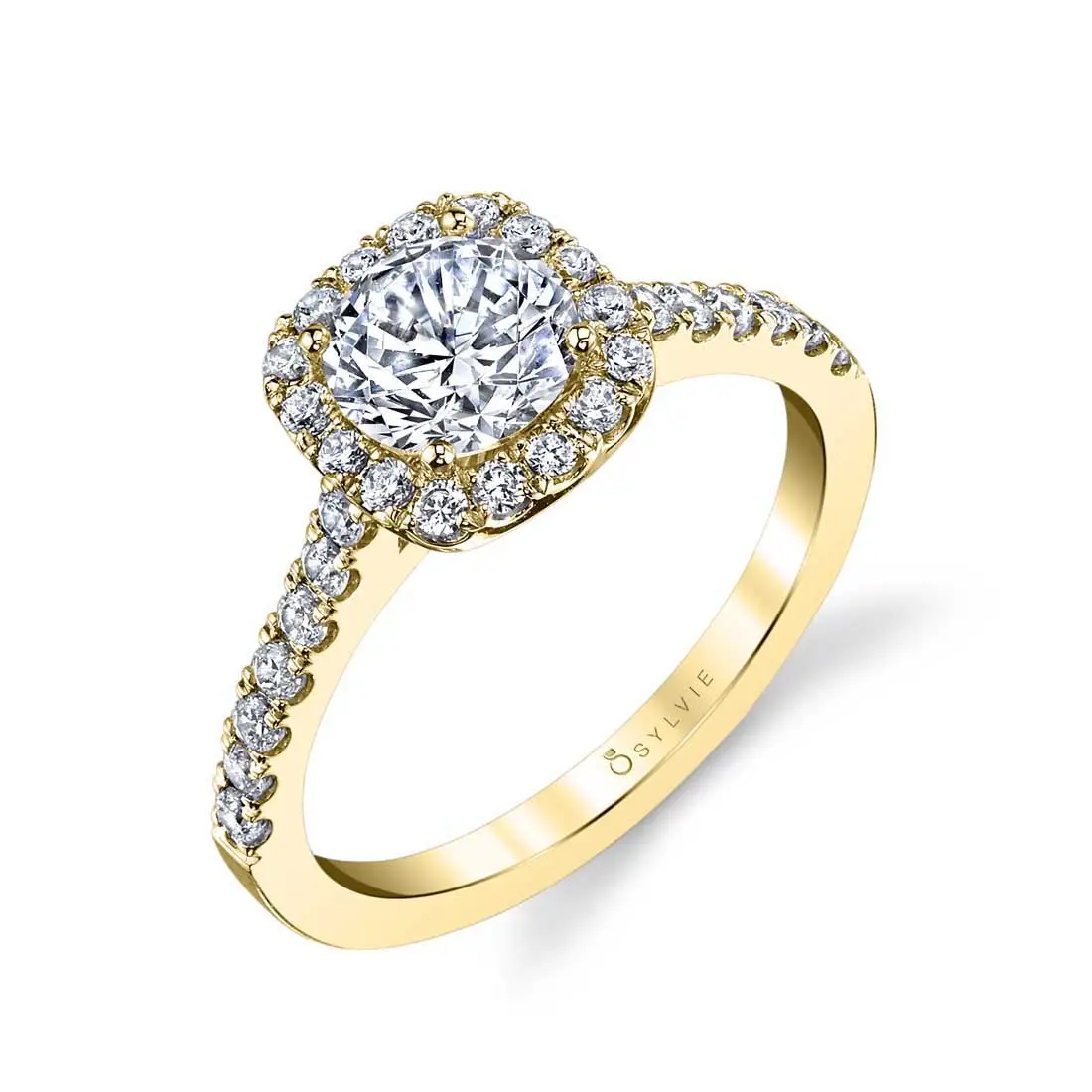 Round Cut Cushion Halo Engagement Ring