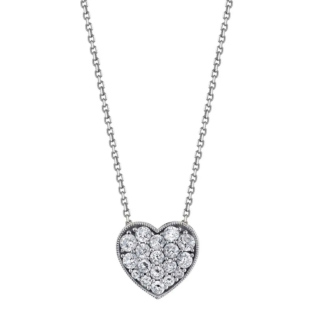 Heartaped Diamond Necklace in White Gold