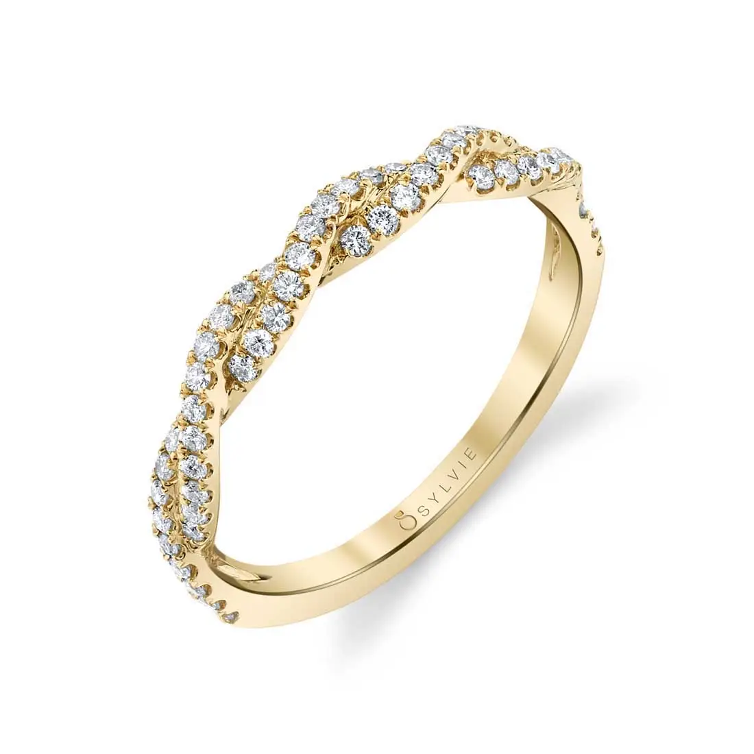 Modern Spiral Wedding Band Yellow Gold