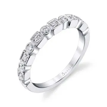 White Gold Modern Stackable Band - Jasmeen