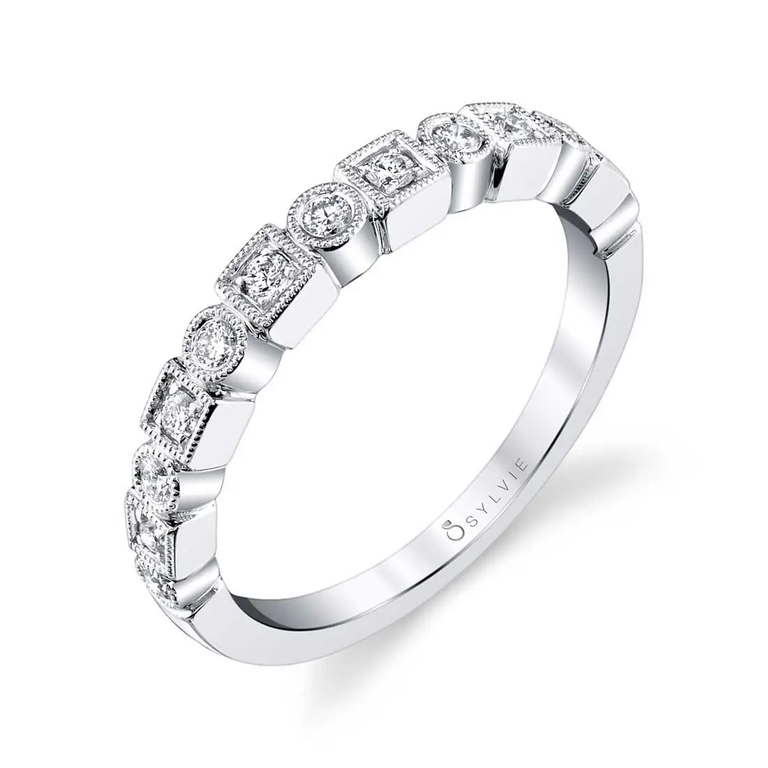 White Gold Modern Stackable Band - Jasmeen