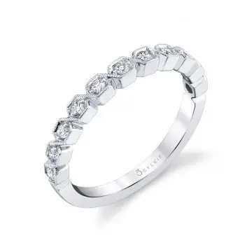 White Gold Modern Square Shaped Stackable Band - Salome