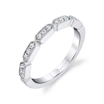 White Gold Modern Stackable Diamond Band - Michelle