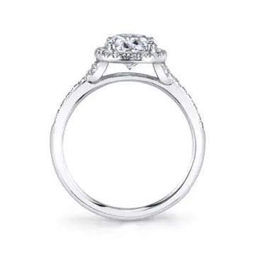 White Gold Oval Cut Halo Engagement Ring - Alexandra