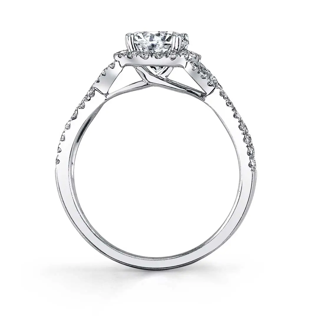 White Gold Oval Shaped Spiral Engagement Ring - Jocelina - Profile View
