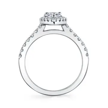White Gold Pear Shaped Classic Halo Engagement Ring - Chantelle