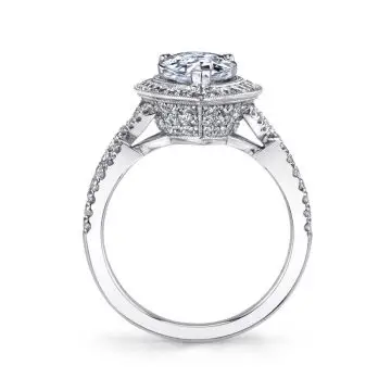 White Gold Pear Shaped Engagement Ring with Halo - Alyssa