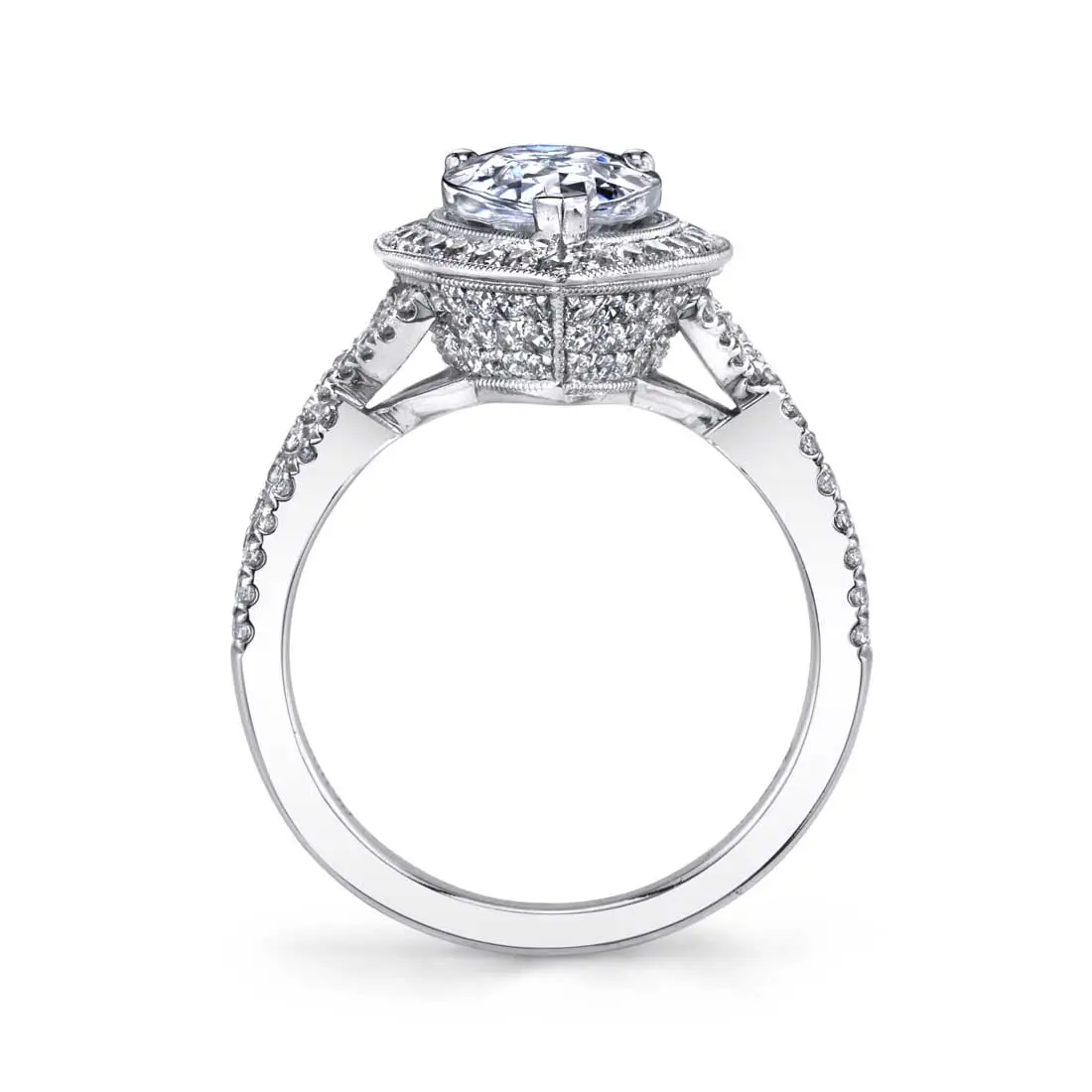 Pear Shaped Engagement Ring with Halo - Alyssa