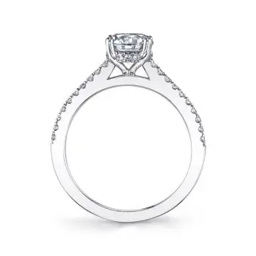 White Gold Round Cut Classic Engagement Ring - Aurore
