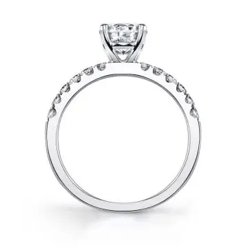 White Gold Round Cut Classic Engagement Ring - Lyna