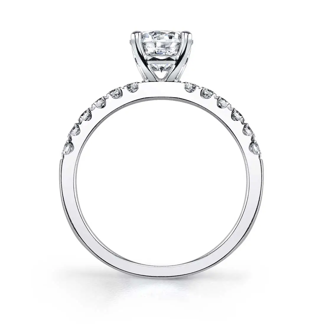 White Gold Round Cut Classic Engagement Ring - Lyna - Profile View