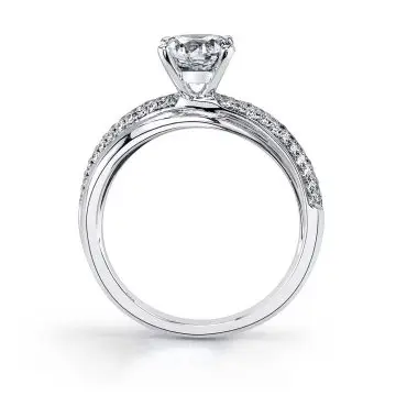 White Gold Round Cut Unique Spiral Engagement Ring - Naomie