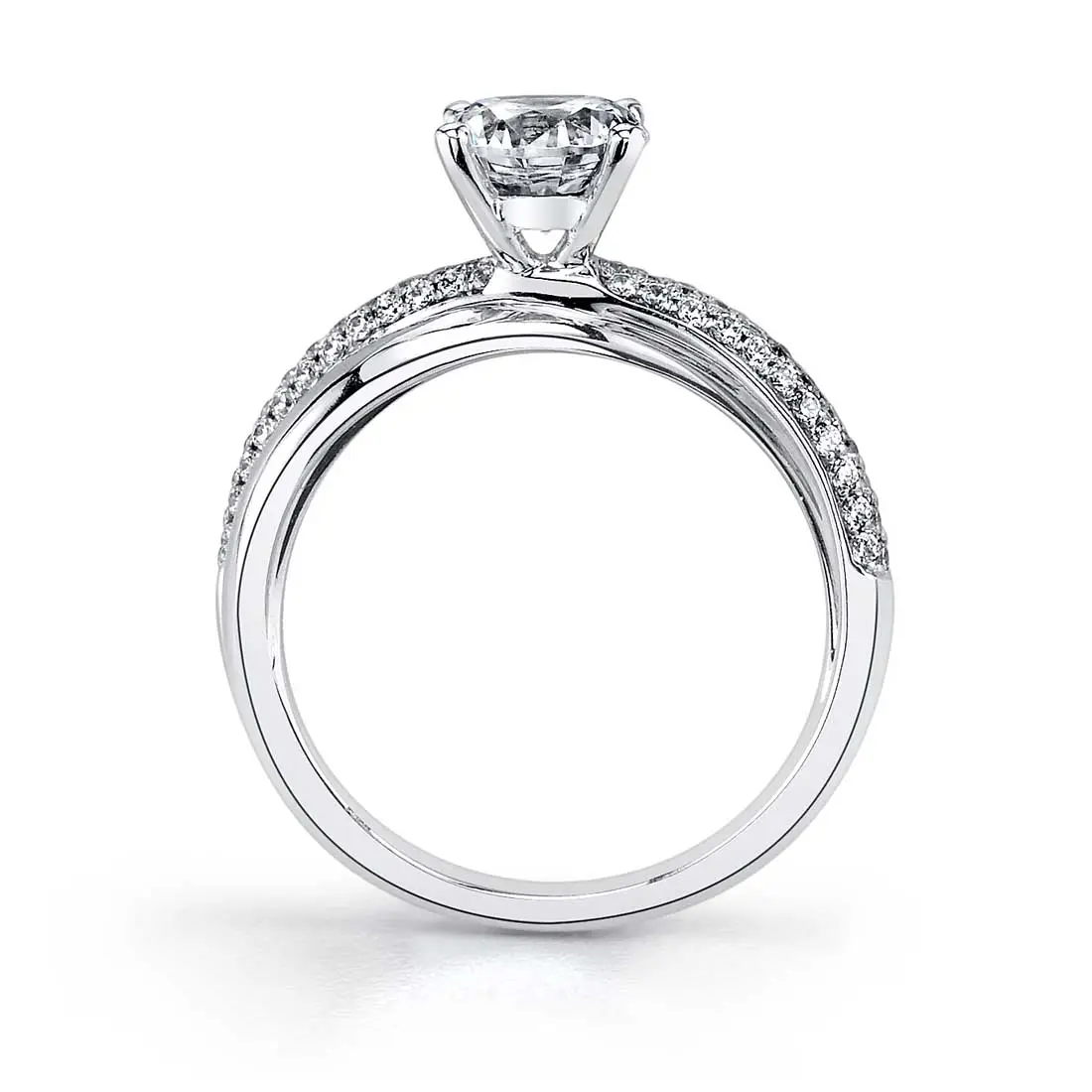 White Gold Round Cut Unique Spiral Engagement Ring - Naomie - Profile View