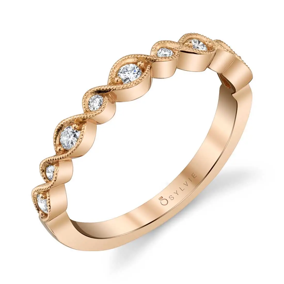White Gold Spiral Stackable Band in Rose Gold - Valentine
