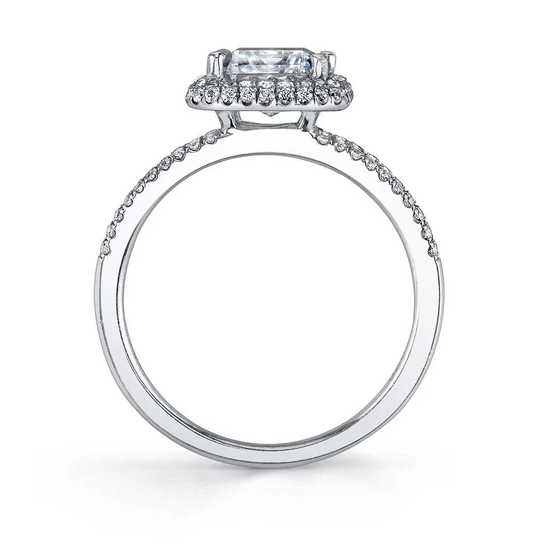 White Gold Pear Shaped Vintage Engagement Ring with Split Shank - Clarinda - Profile View