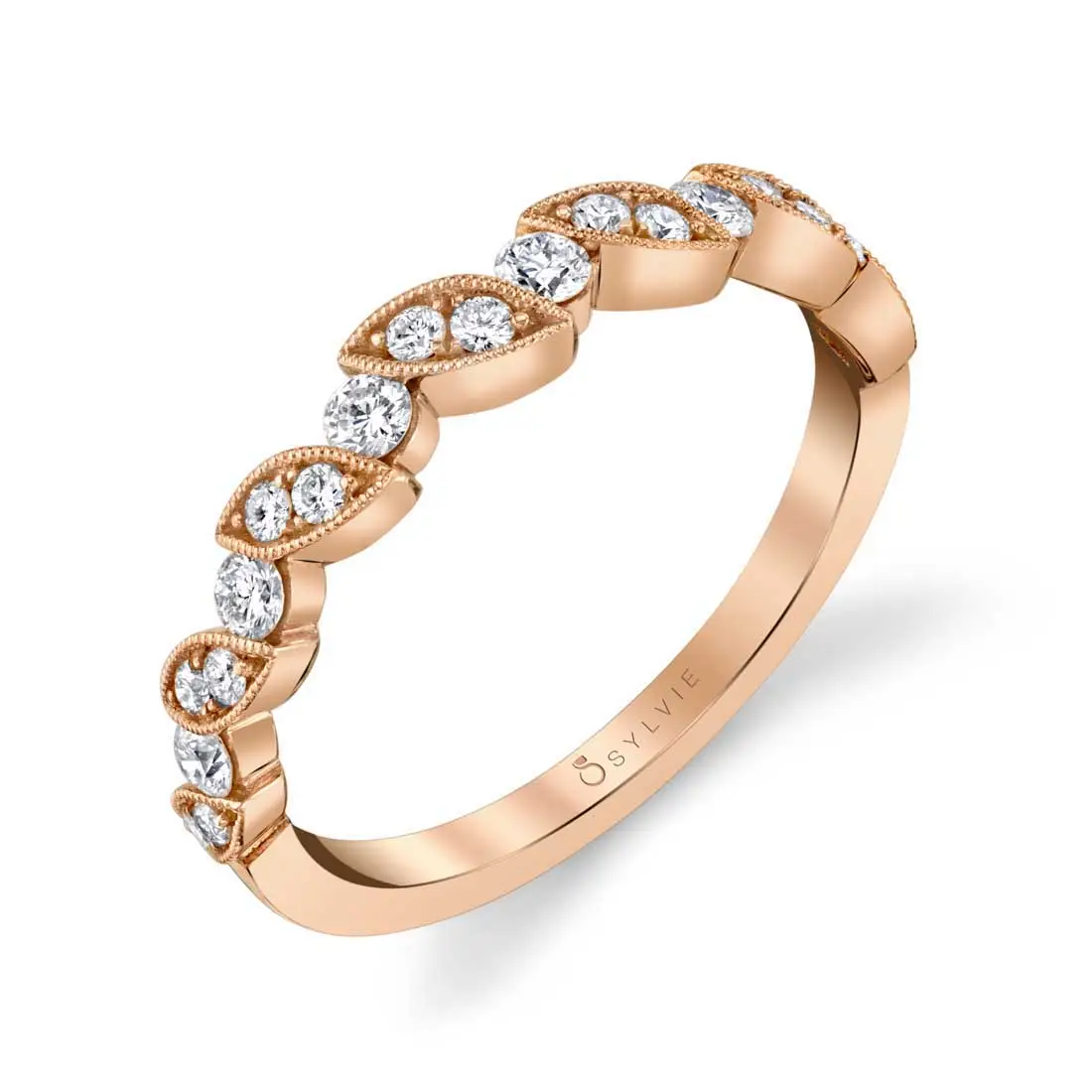 White Gold Stackable Diamond Band - Lily