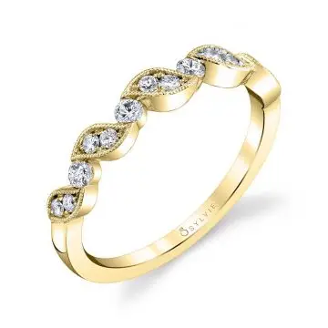 White Gold Unique Yellow Gold Stackable Wedding Band - Roxanne