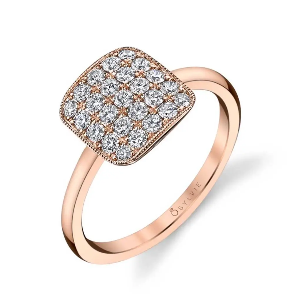 Square Pave Diamond Ring FR819–RG Sylvie