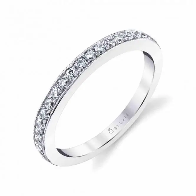 Round Cut Classic Wedding Band with Milgrain Edge -Yvette