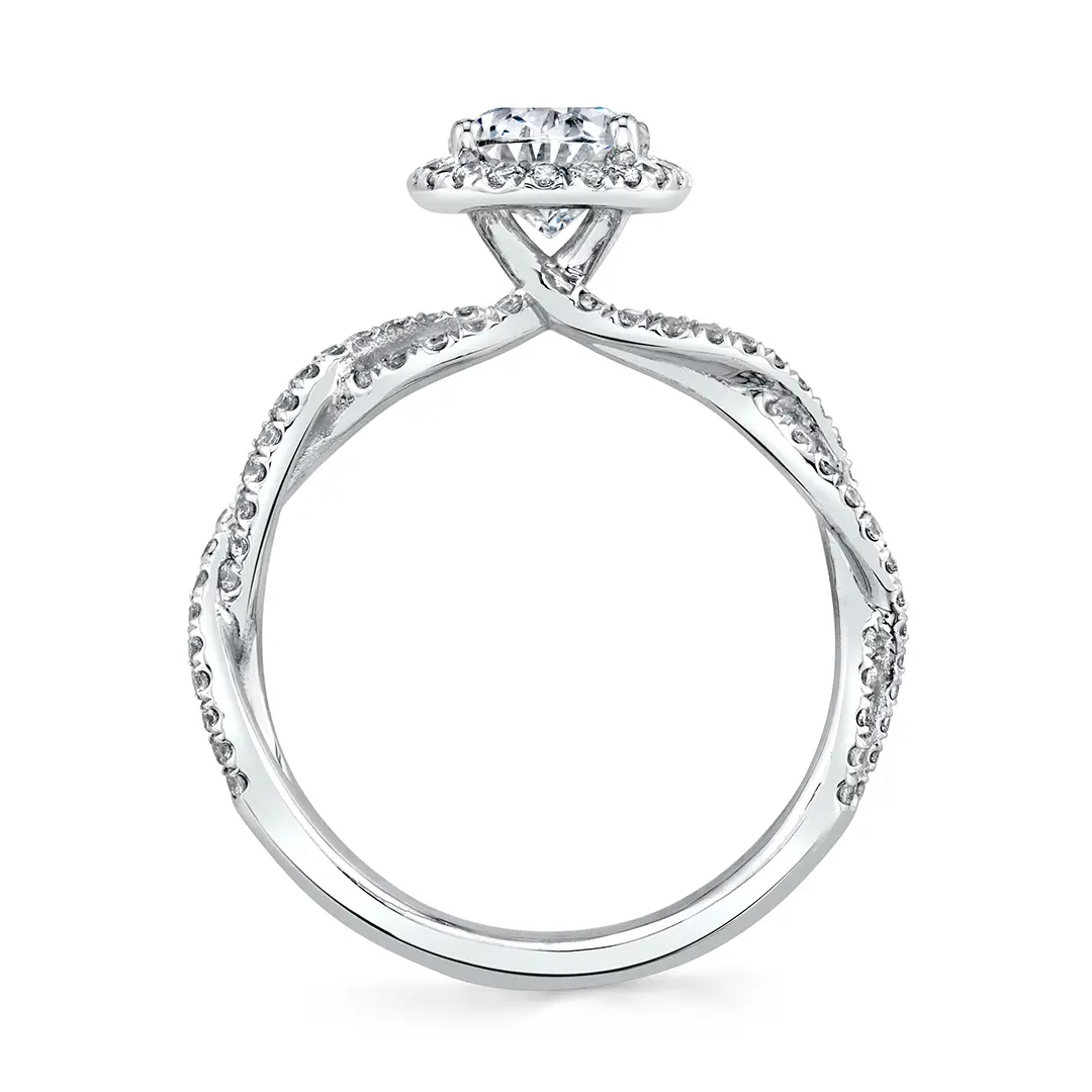 White Gold Oval Cut Spiral Engagement Ring - Felippa