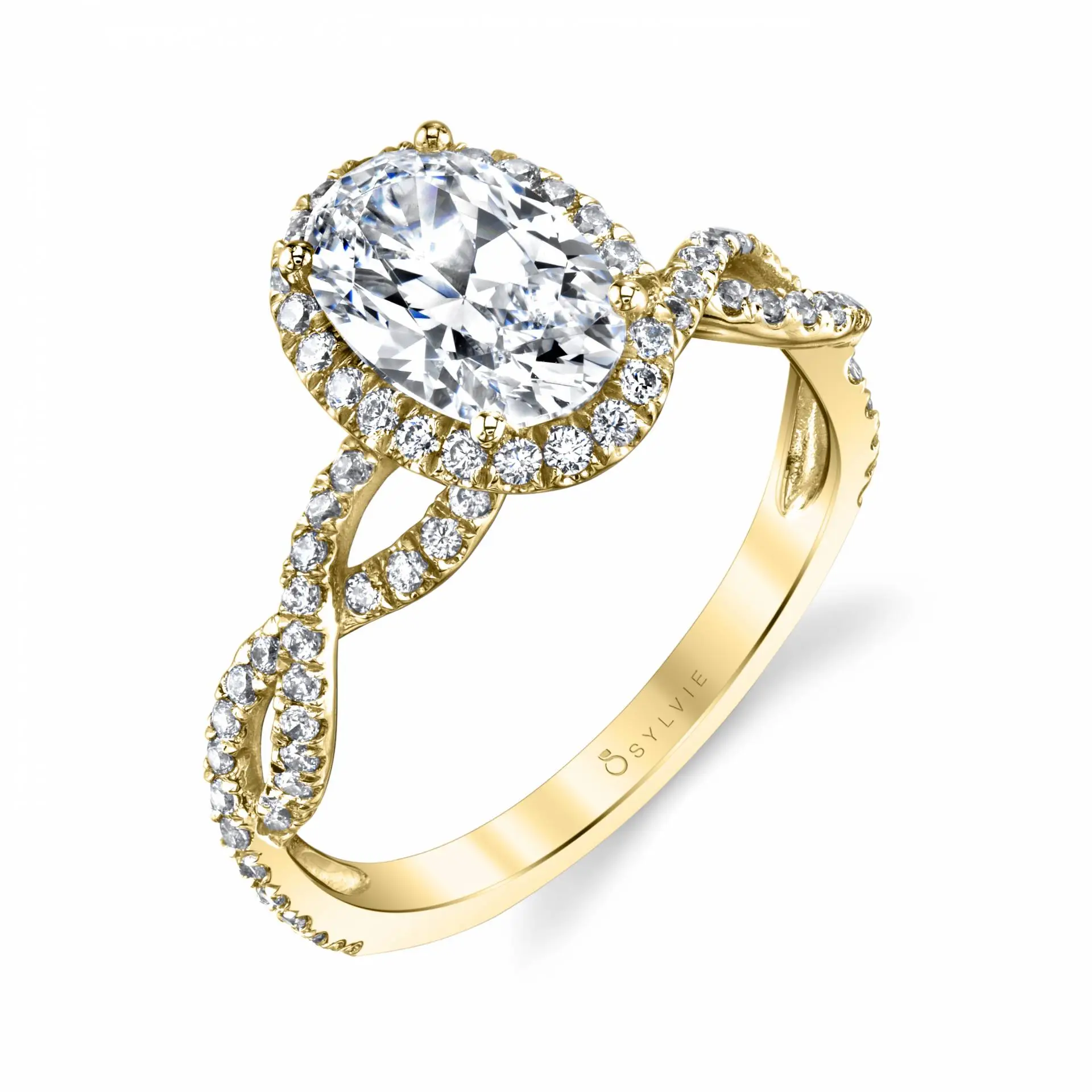 White Gold Oval Cut Spiral Engagement Ring - Felippa
