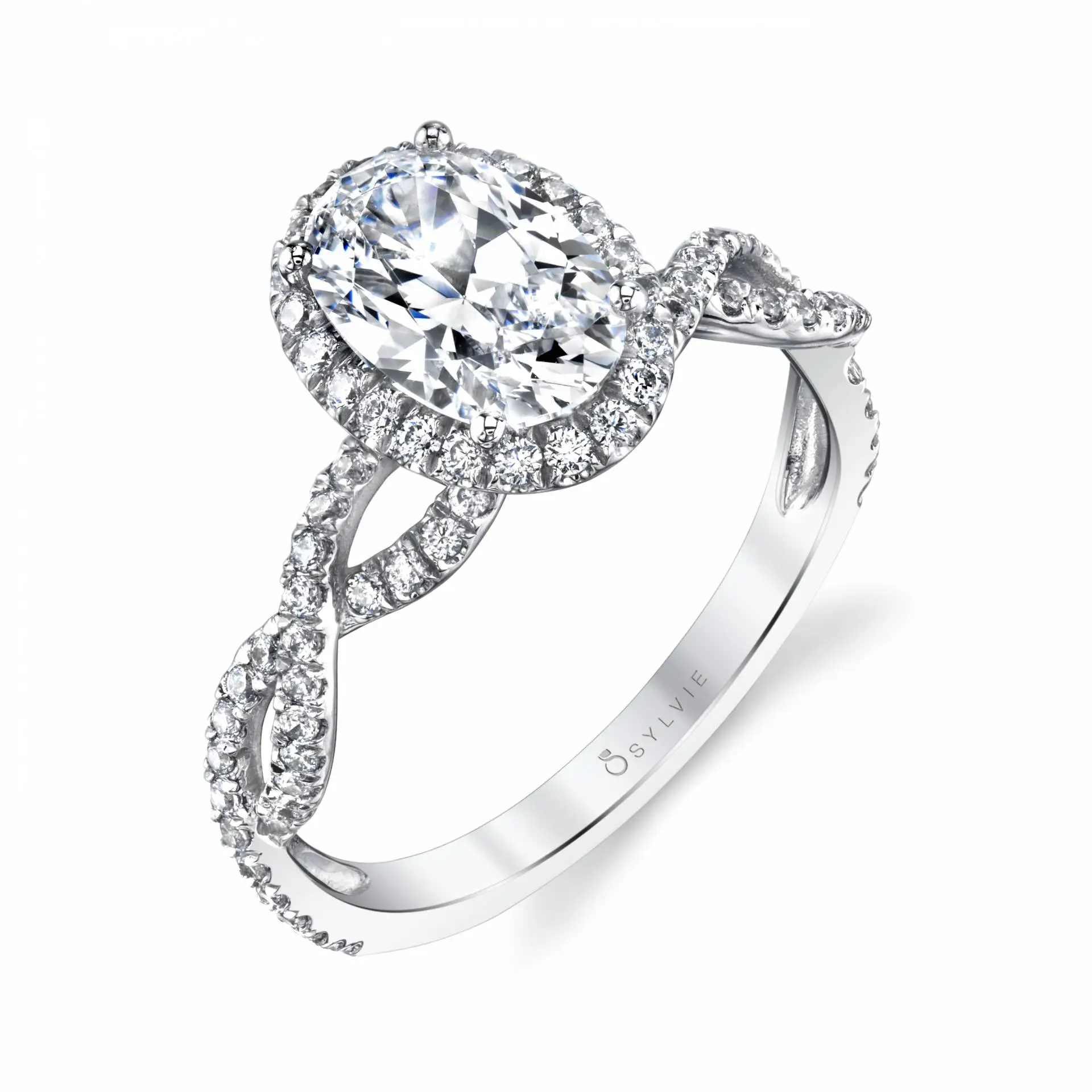 Twisted band discount oval engagement ring