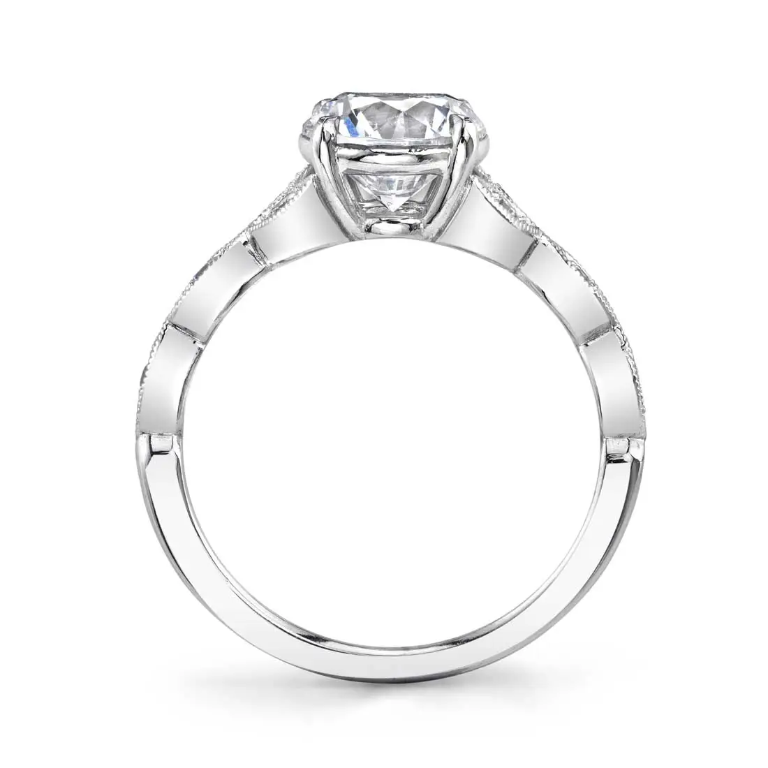 White Gold Oval Cut Unique Vintage Engagement Ring - Frederique