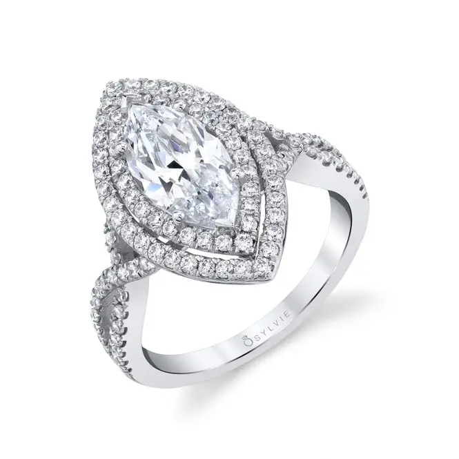 Spiral Engagement Ring with Halo 