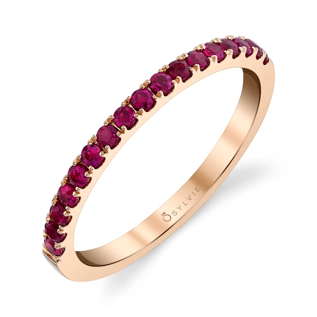 CLASSIC ROSE GOLD RUBY WEDDING BAND Sylvie Jewelry