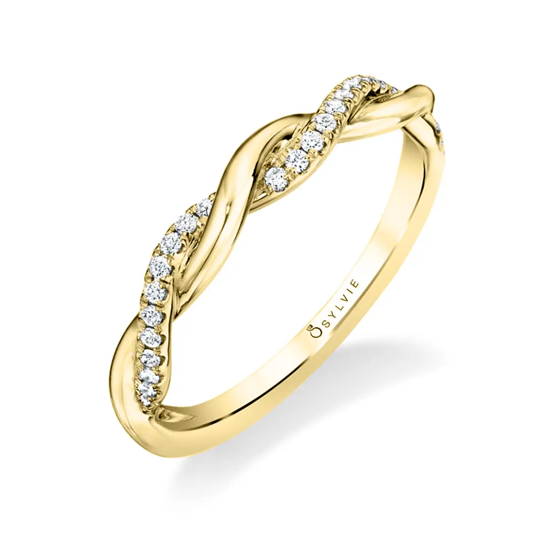 Yellow gold twisted online wedding band