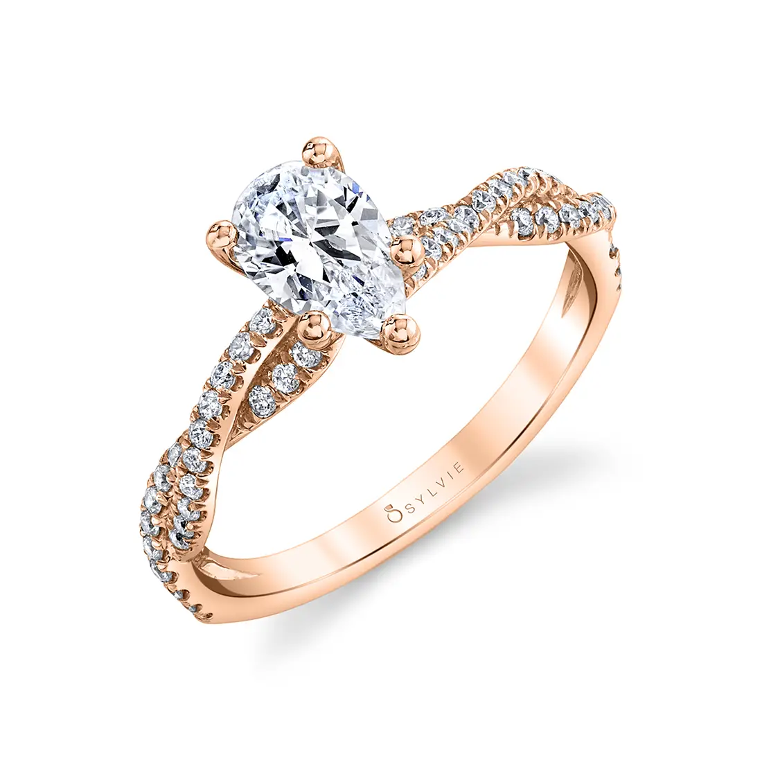 Pear Shaped Spiral Engagement Ring - Leána