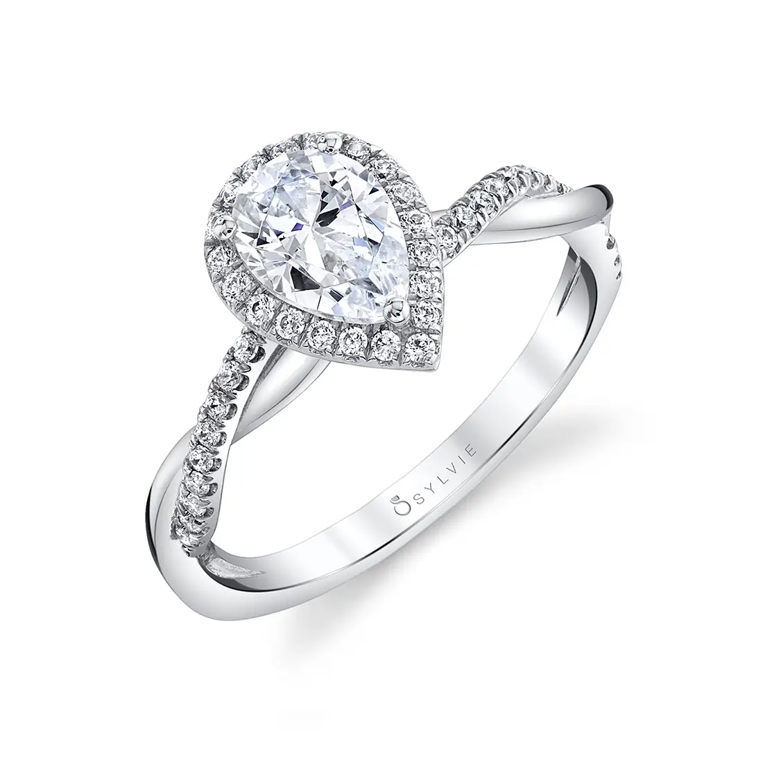 Spiral halo engagement ring hot sale