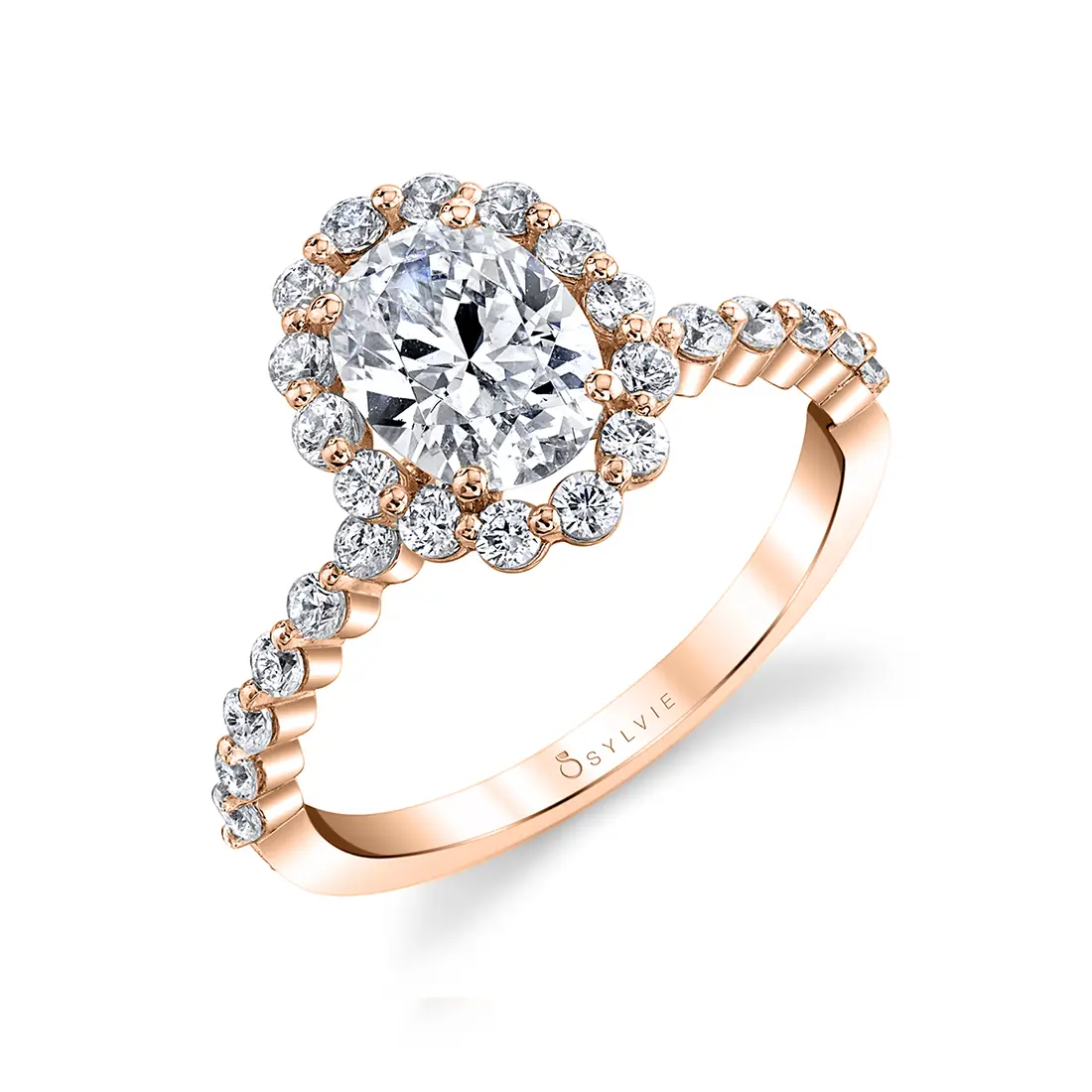 White Gold Oval Cut Classic Halo Engagement Ring - Athena - Lifestyle Image - Lifestyle Image