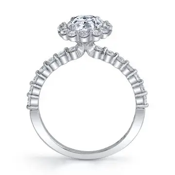White Gold Round Cut Classic Halo Engagement Ring - Athena